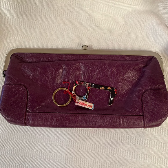 Latico Handbags - Latico leather clutch purple burgundy color, orange lining, excellent condition